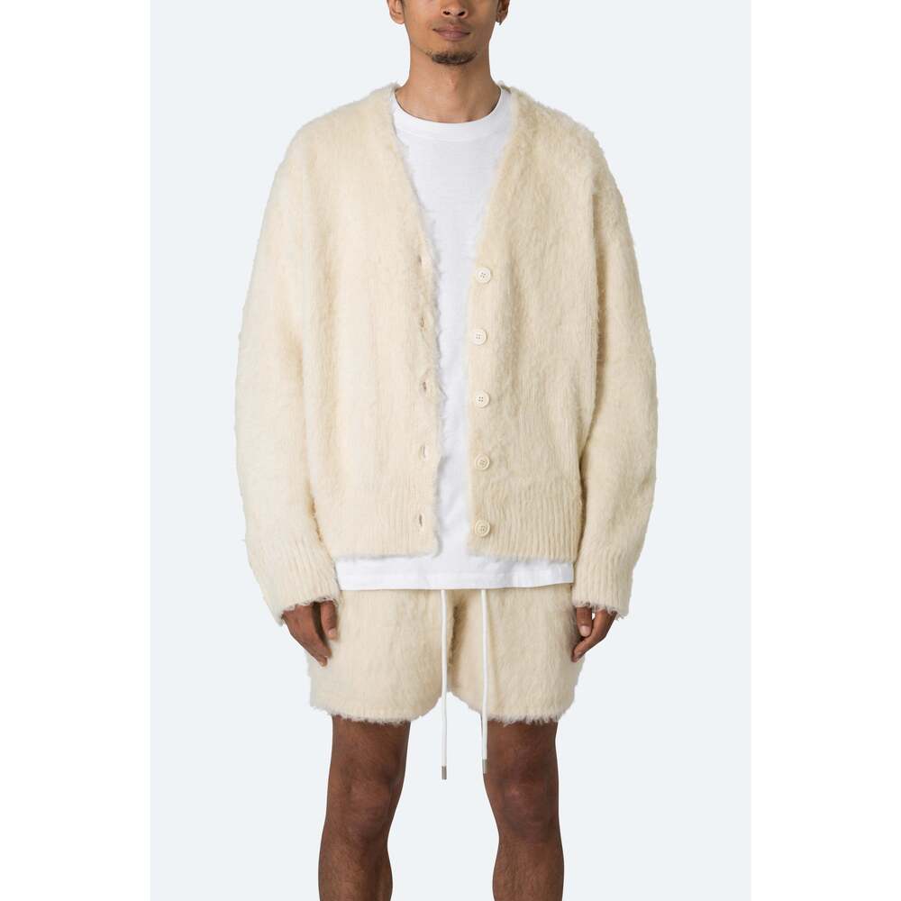 mnml Fuzzy Cardigan Sweater - Off White Size XLOff White / XL